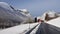 Farm in Valldola river valley on Trollstigen route in snow in Norway