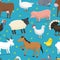 Farm vector animals domestic characters cow, chicken, pig,