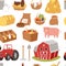 Farm vector tools and symbols house, tractor cartoon