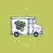 Farm vegetables delivery design template. Classic food truck with organic vegetables. Vector illustration