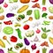 Farm vegetables and greenery seamless pattern