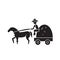 Farm wagon with straw black vector concept icon. Farm wagon with straw flat illustration, sign