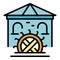 Farm water mill icon color outline vector