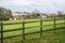 Farm wooden fence green field meadow pasture countryside village city houses