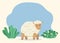 Farm Woolly Sheep, Rustic Ewe or Jumbuck on Meadow