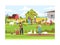 Farm work semi flat vector illustration