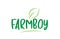 farmboy green word text with leaf icon logo design