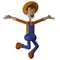 Farmer 3D Cartoon Illustration with funny jumping poses