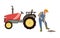 Farmer and Agricultural Machinery, Vector Banner