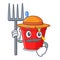 Farmer beach bucket shape with sand cartoon