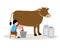 Farmer boy milking a cow