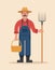 Farmer character flat vector illustration.