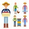 Farmer character man agriculture person profession rural gardener worker people vector illustration.