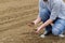 Farmer Checking Soil Quality of Fertile Agricultural Farm Land
