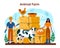 Farmer concept. Animal husbandry business. Farm worker feeding animals