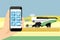 Farmer controls autonomous harvester by phone