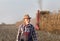 Farmer at corn harvest