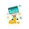 farmer and credit card finance service cartoon flat design illustration