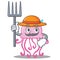 Farmer cute jellyfish character cartoon