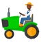 Farmer driving tractor