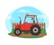 Farmer Driving Tractor on Field, Farming Season
