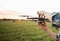 Farmer with drone. Smart farming and precision agriculture