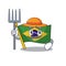 Farmer flag brazil in the cartoon shape