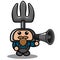 Farmer fork mascot costume doodle holding megaphone