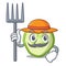 Farmer fresh slice cucumber on character cartoon