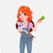 Farmer Girl Rabbit and Carrot Isolated Clip Art