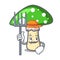 Farmer green amanita mushroom character cartoon