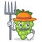 Farmer green grapes character cartoon