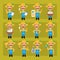 Farmer with hat and mustache in different poses and emotions Pack 1. Big character set