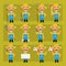 Farmer with hat and mustache in different poses and emotions Pack 2. Big character set