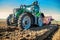 farmer with his tractor and trailer to pick up stones in the fields