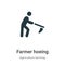 Farmer hoeing vector icon on white background. Flat vector farmer hoeing icon symbol sign from modern agriculture farming and