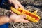 Farmer holding corn cob