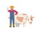 Farmer Holding Milk Package Vector Illustration