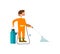 Farmer with knapsack sprayer isolated vector icon