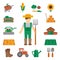 Farmer land icons flat vector design illustration