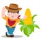 Farmer and a large ear of corn. Farming. Agricultural business