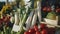 Farmer lays out vegetables