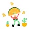 farmer man agriculture and Delicious Taco cartoon doodle flat design vector illustration