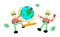 farmer man agriculture and world earth globe marker cartoon doodle flat design vector illustration