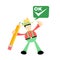 farmer man and green checklist cartoon doodle flat design vector illustration