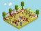 Farmer Market Isometric Composition