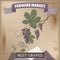 Farmer market label with grapevine color sketch.