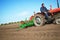 Farmer in Old-fashioned tractor