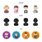 Farmer, operator, waiter, prisoner.Profession set collection icons in cartoon,black,flat style vector symbol stock