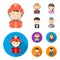 Farmer, operator, waiter, prisoner.Profession set collection icons in cartoon,flat style vector symbol stock